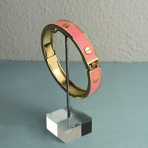 Statement Enamel Screw Style Designer Inspired Hinged Bangle Bracelet blush pink